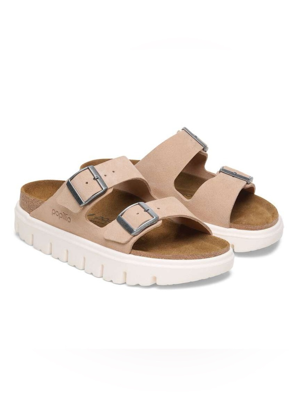 Papillio by Birkenstock Arizona Chunky Suede Platform Slides Sand size 37 Narrow